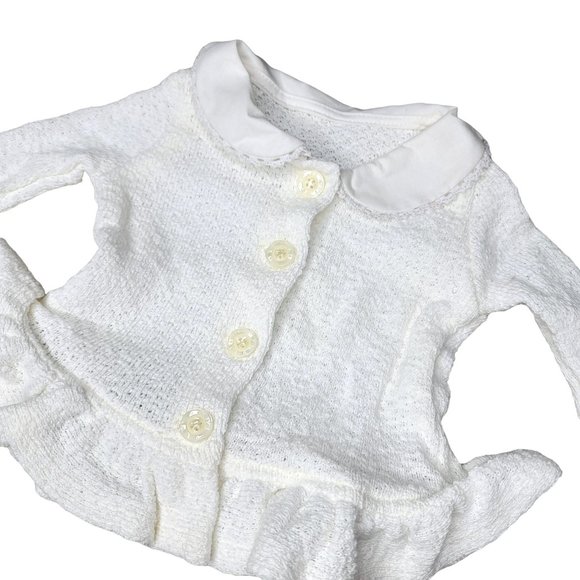 Persnickety NWT Girl white Peter Pan Cardigan Sweater ruffle 100% cotton 12 mont - Picture 2 of 6